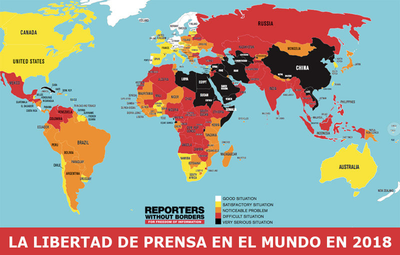 Libertad de prensa en el mundo según RSF