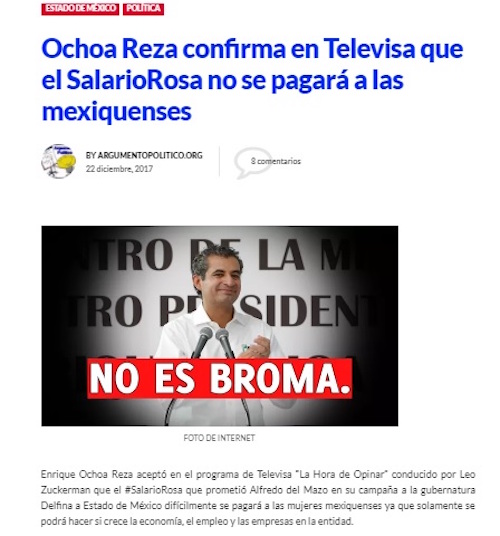 Falso que Enrique Ochoa Reza haya dicho que se cancelará el salario rosa