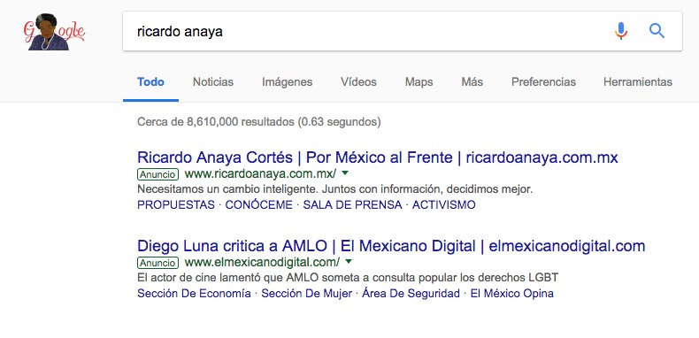 Ricardo Anaya recupera nombre en Google
