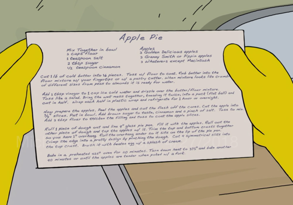 ¿Cómo preparar el pie de manzana de Mona y Homero Simpson?