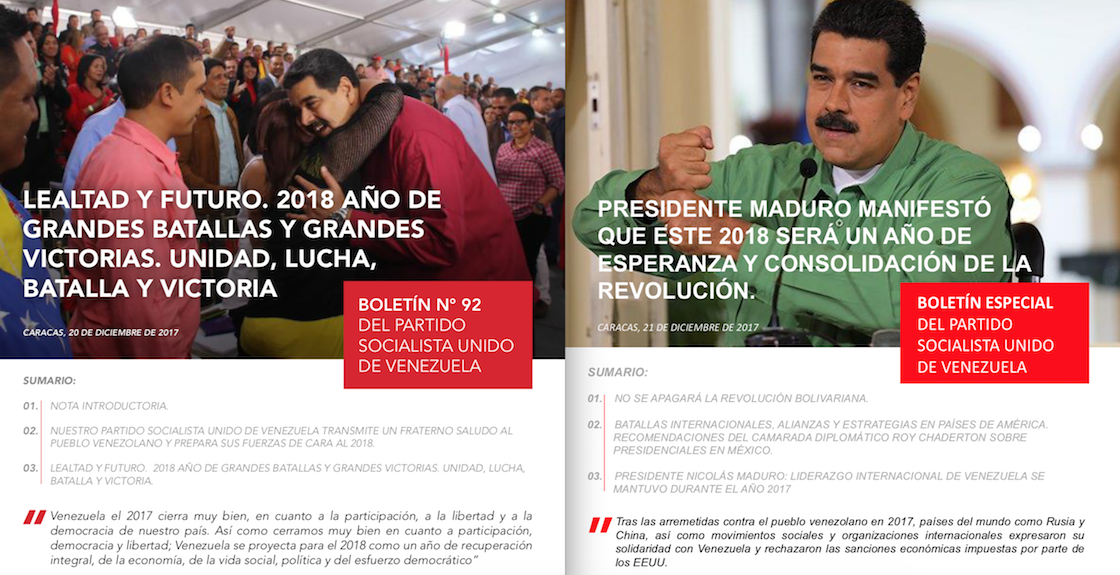 boletín PSUV Nicolás Maduro Venezuela
