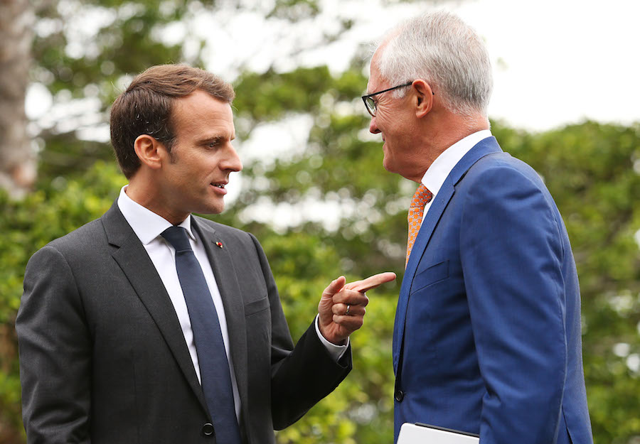 Emmanuel Macron y el primer Ministro de Australia