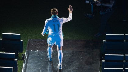 Gareth Baje en el festejo por ganar la Champions League