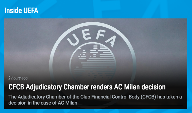 El AC Milán queda fuera de la Europa League