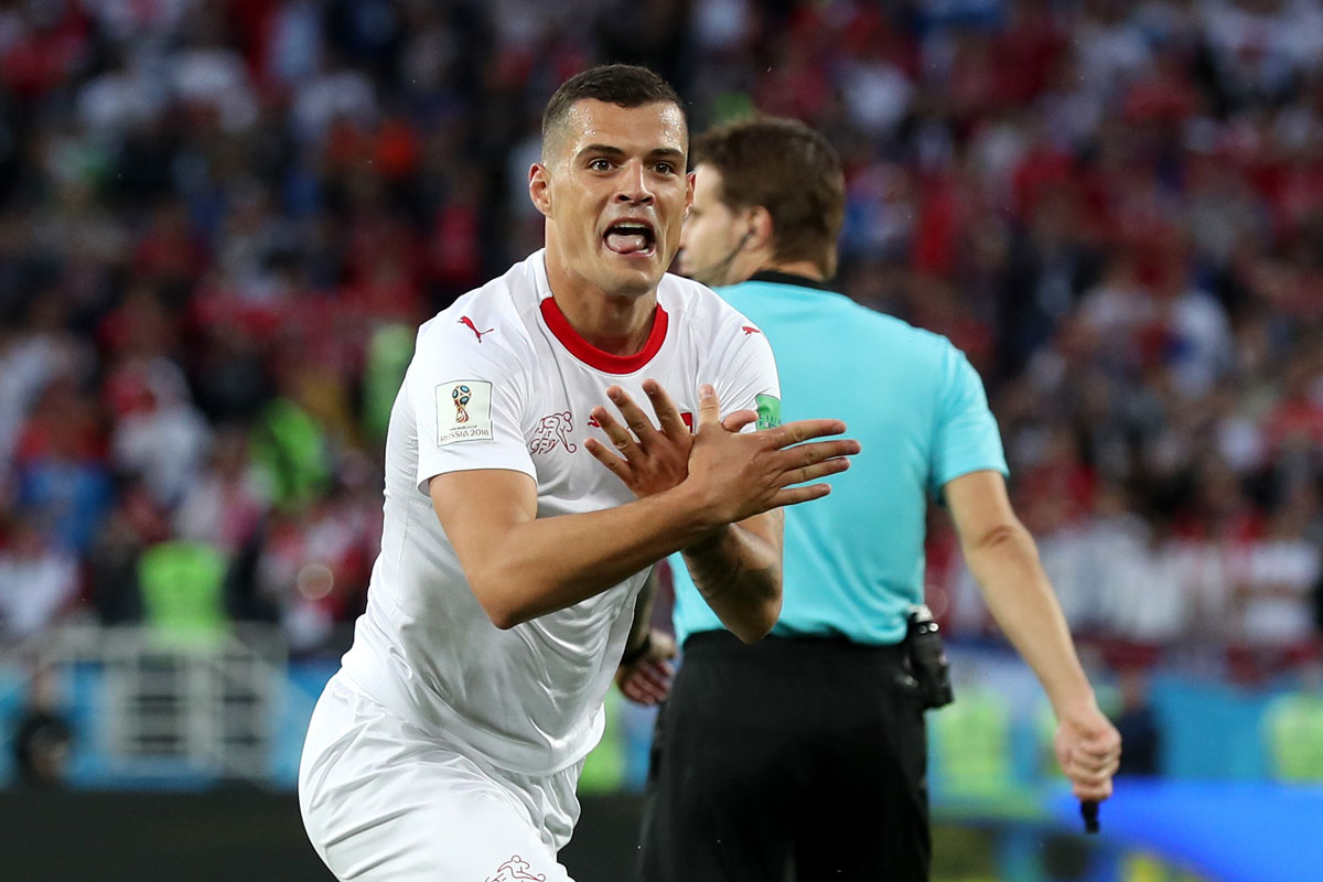 Granit Xhaka festejo de gol contra Serbia Mundial de Rusia 2018