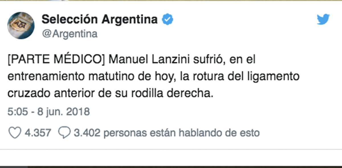 Manuel Lanzini se pierde el Mundial por lesión