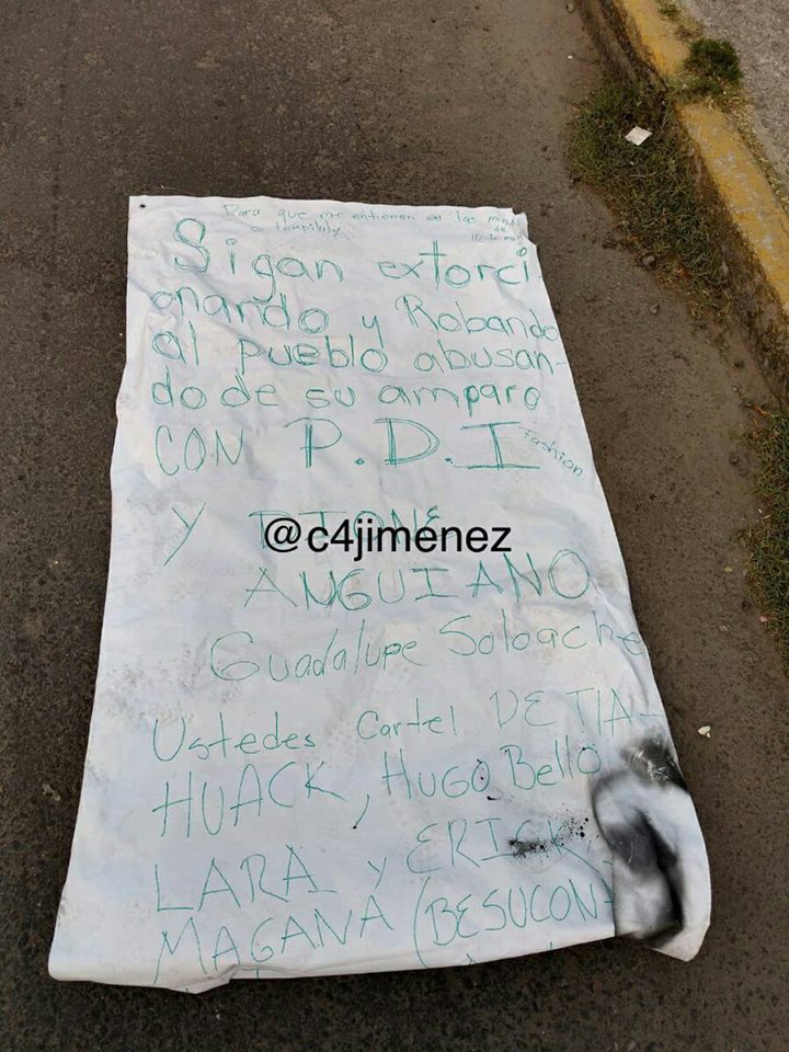 Mensaje encontrado junto a cadaver en IZtapalapa