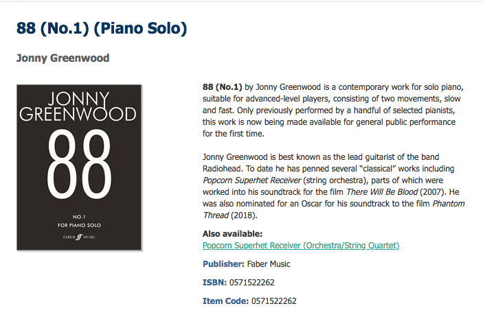 Jonny Greenwood libera “88 (No.1)”, el tema que compuso en 2015