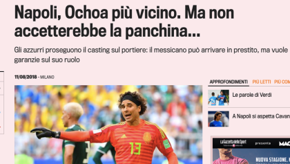 Napoli haría el último intento por Ochoa: La Gazzetta dello Sport