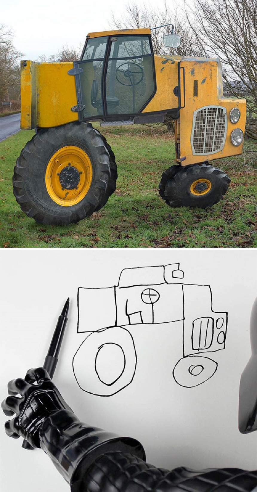 Dibujo de un tractor