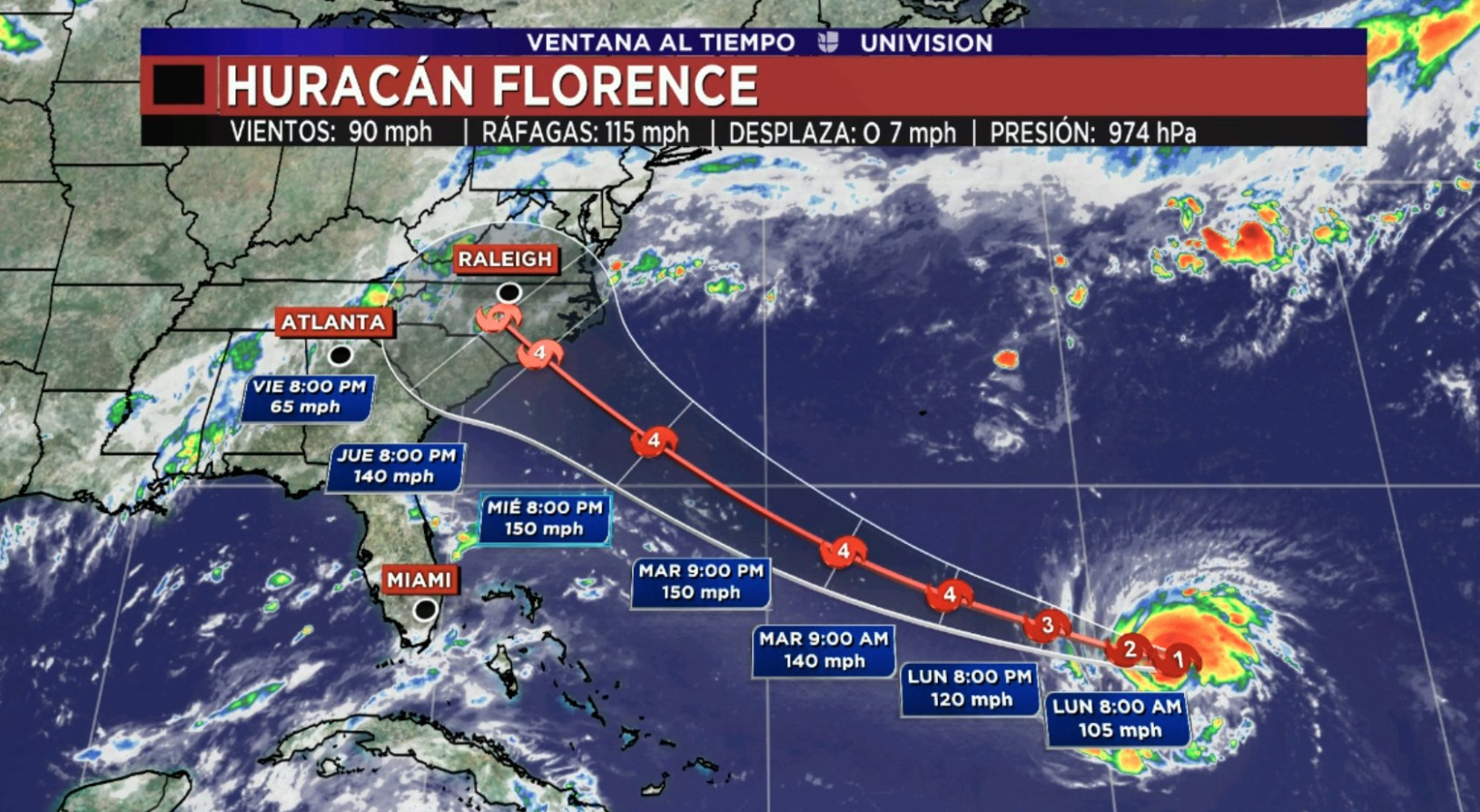 Ordenan evacuación obligatoria en Carolina del Sur por huracán 'Florence'