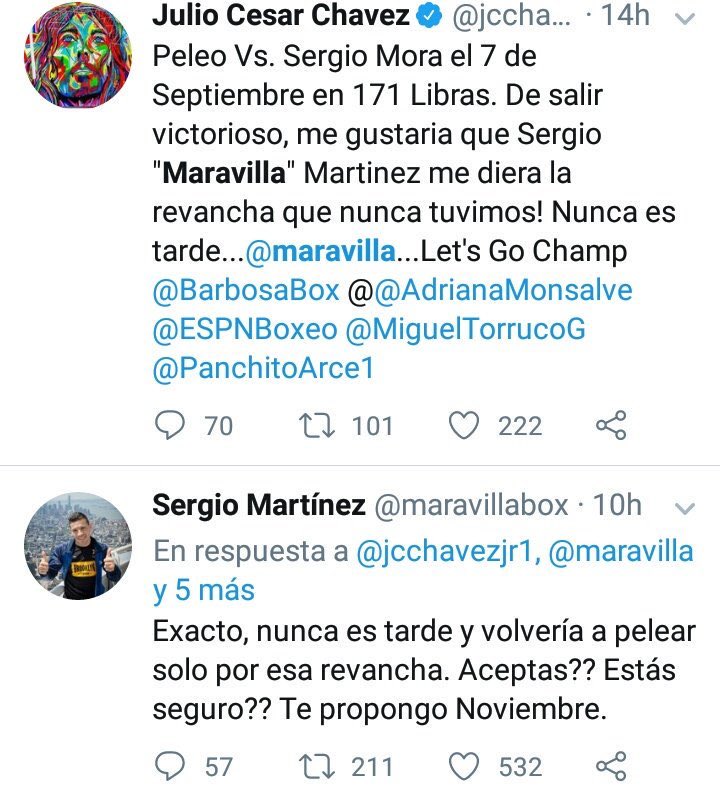 Chávez Jr y 'Maravilla' Martínez pactan pelea y se agarraron a Twitazos
