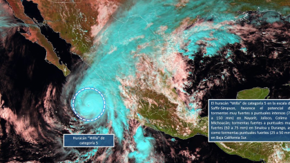 Por huracán Willa declaran emergencia en municipios de Sinaloa y Nayarit