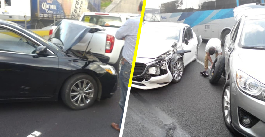 10 vehículos chocan en carambola en la México Toluca; hay un herido