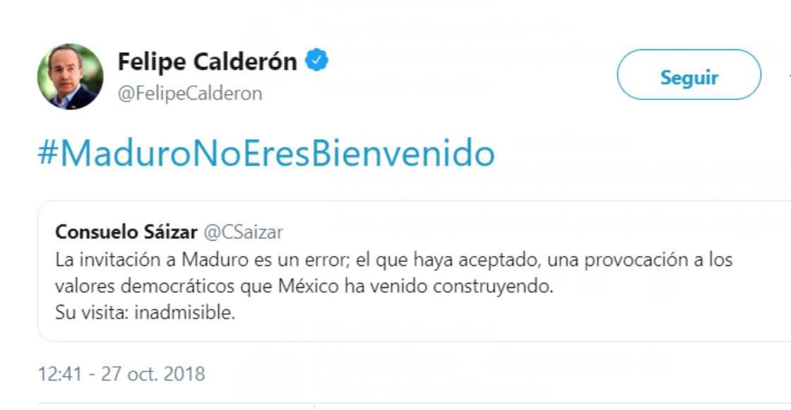 #MaduroNoEresBienvenido las reacciones ante la visita de Nicolás Maduro a México