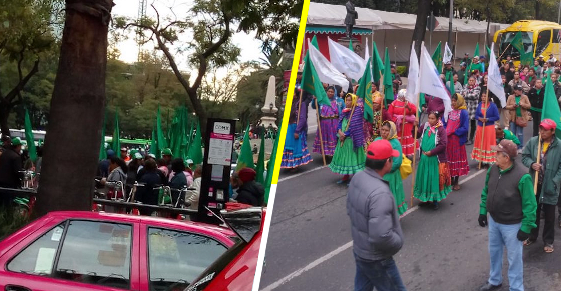 Desde Tlatelolco y el Ángel de la Independencia; campesinos marchan al Zócalo