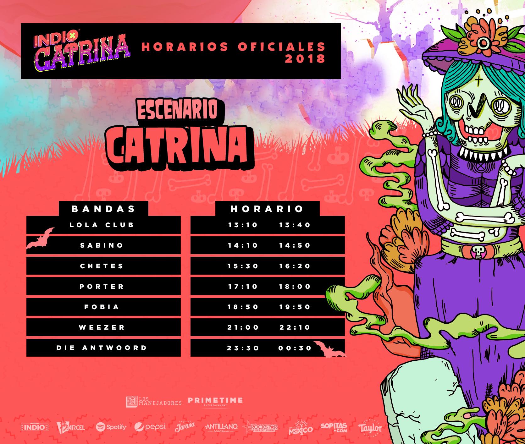¿Listos para rockear? ¡Ya están los horarios del Festival Catrina 2018!