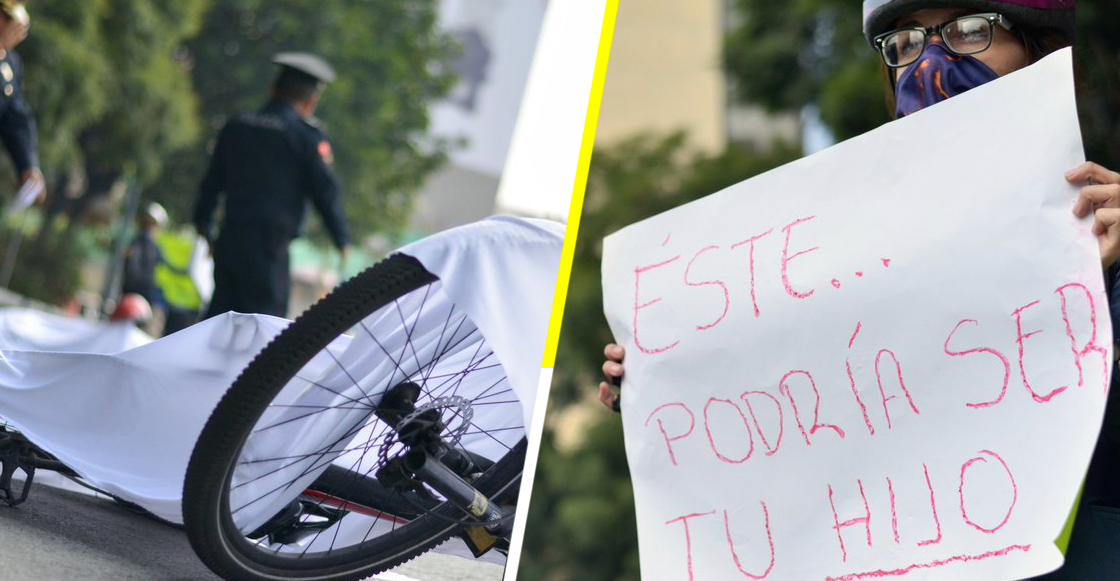 '¡No más muertes viales!', ciclistas se manifiestan en la Glorieta de Insurgentes
