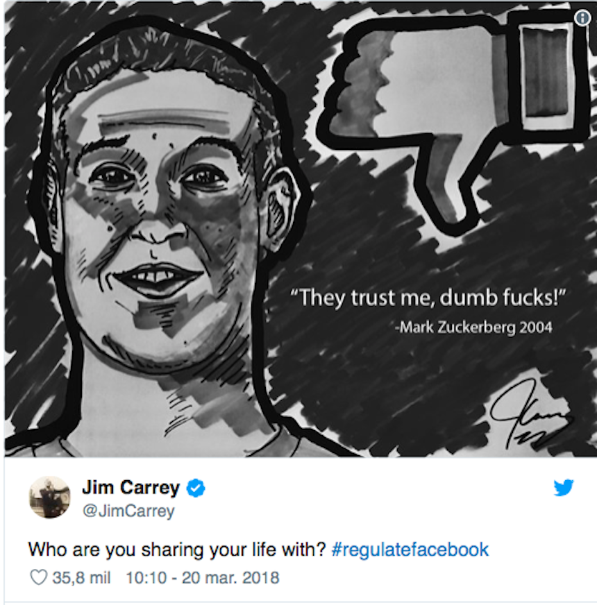 El ingenioso tweet que Jim Carrey le envió a Mark Zuckerberg
