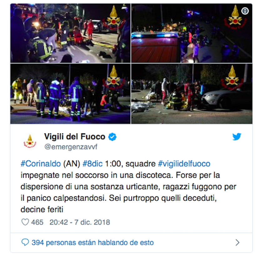 El ‘Lobohombo Italiano’ Cinco niños murieron durante una estampida en una discoteca