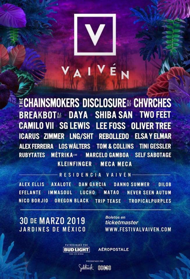 ¡Disclosure, CHVRCHES, Breakout y The Chainsmokers en Vaivén 2019!