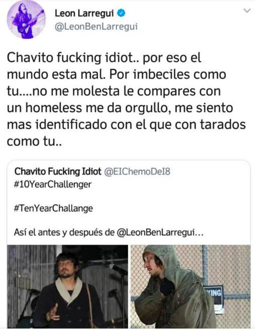 ¡Uy, perdón! León Larregui mandó ALV su Twitter por el #10YearChallenge