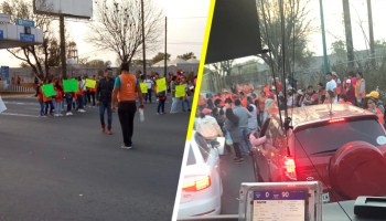 Extrabajadores del NAIM cierran caseta Peñon-Texcoco exigiendo el pago de finiquitos
