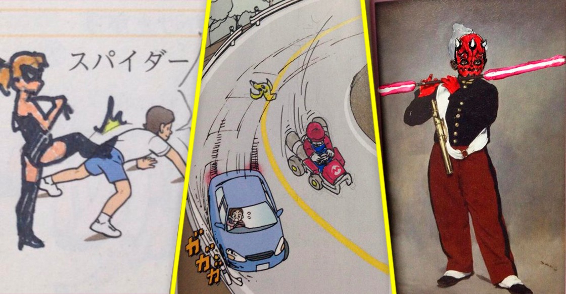 Japoneses dibujan sobre libros de texto