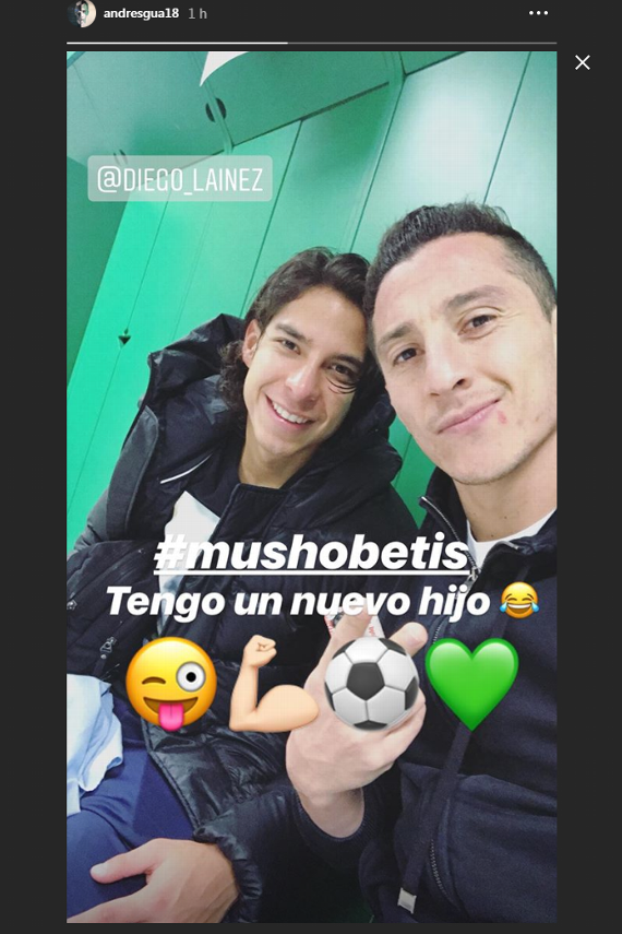 Andrés Guardado presumió a su nuevo 'hijo' del Betis: Diego Lainez