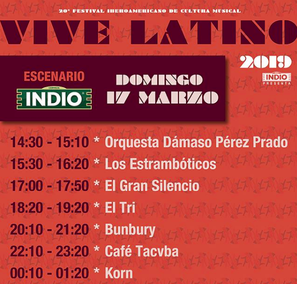¡Ya están los horarios del Vive Latino! Acá te damos toda la información: