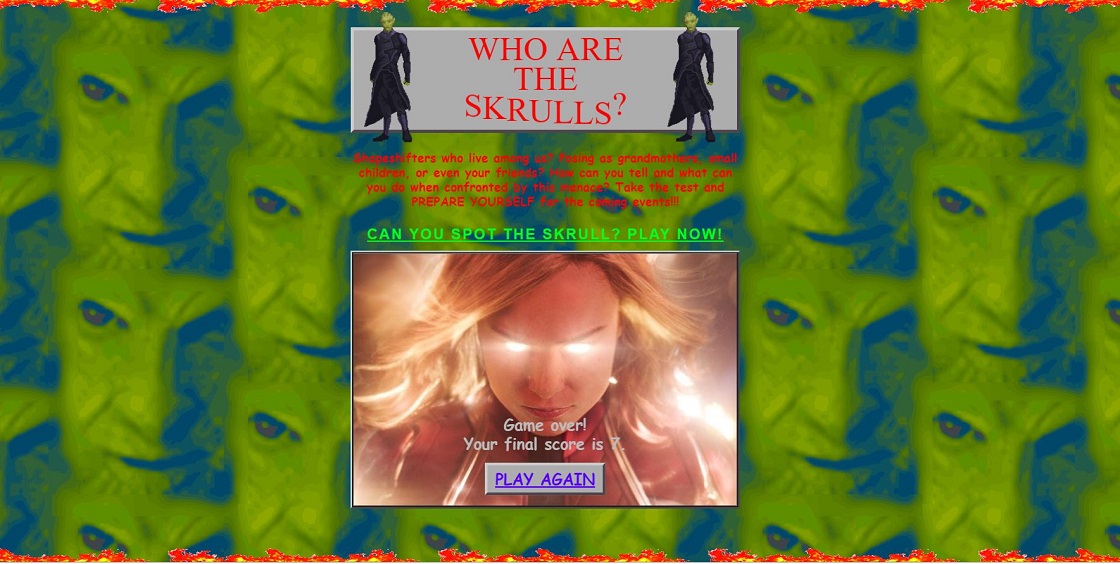 Captain Marvel - Sitio web noventero