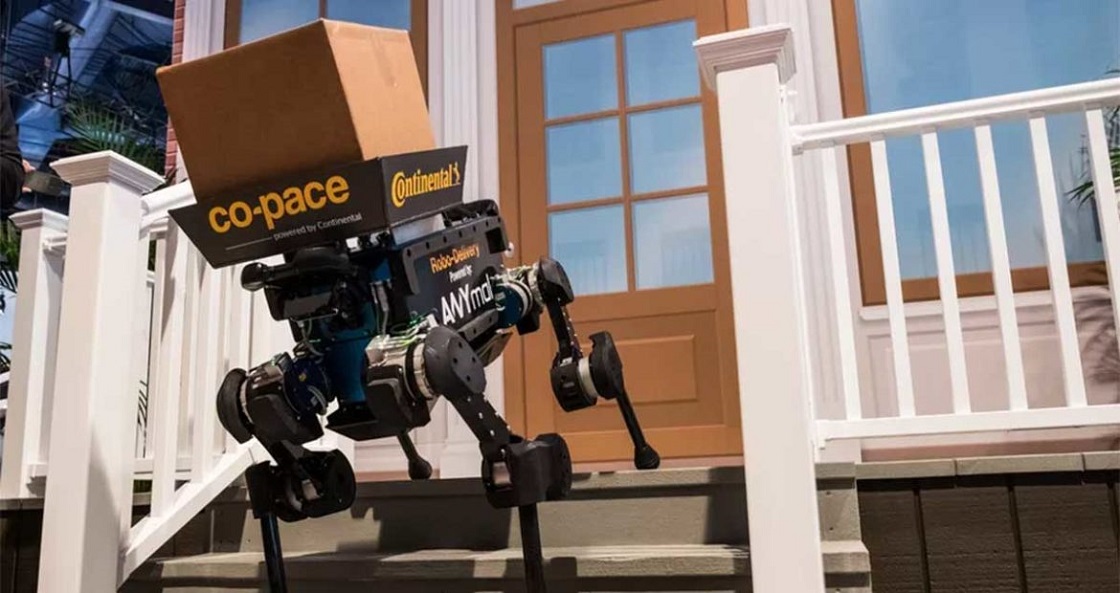 Perros robots que entregan el correo