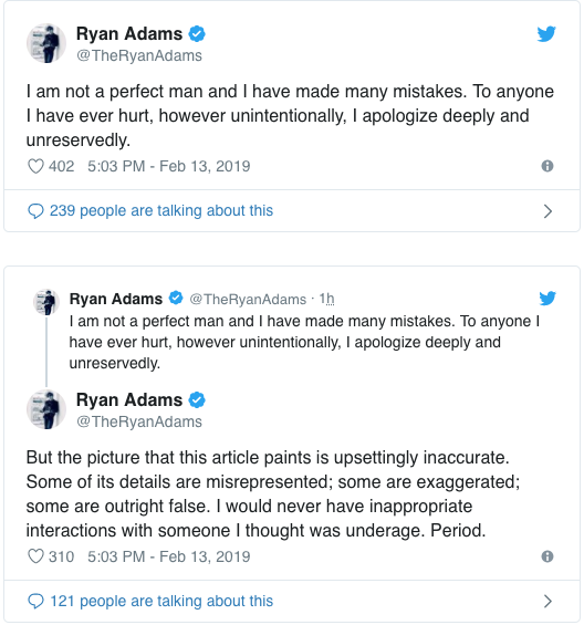 Mandy Moore y más famosas acusan a Ryan Adams de abuso; él responde