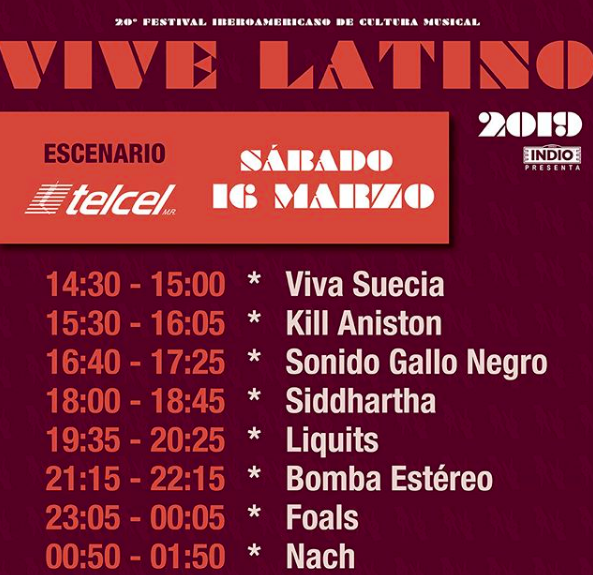 ¡Ya están los horarios del Vive Latino! Acá te damos toda la información: