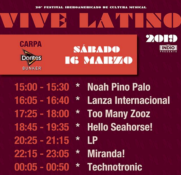 ¡Ya están los horarios del Vive Latino! Acá te damos toda la información: