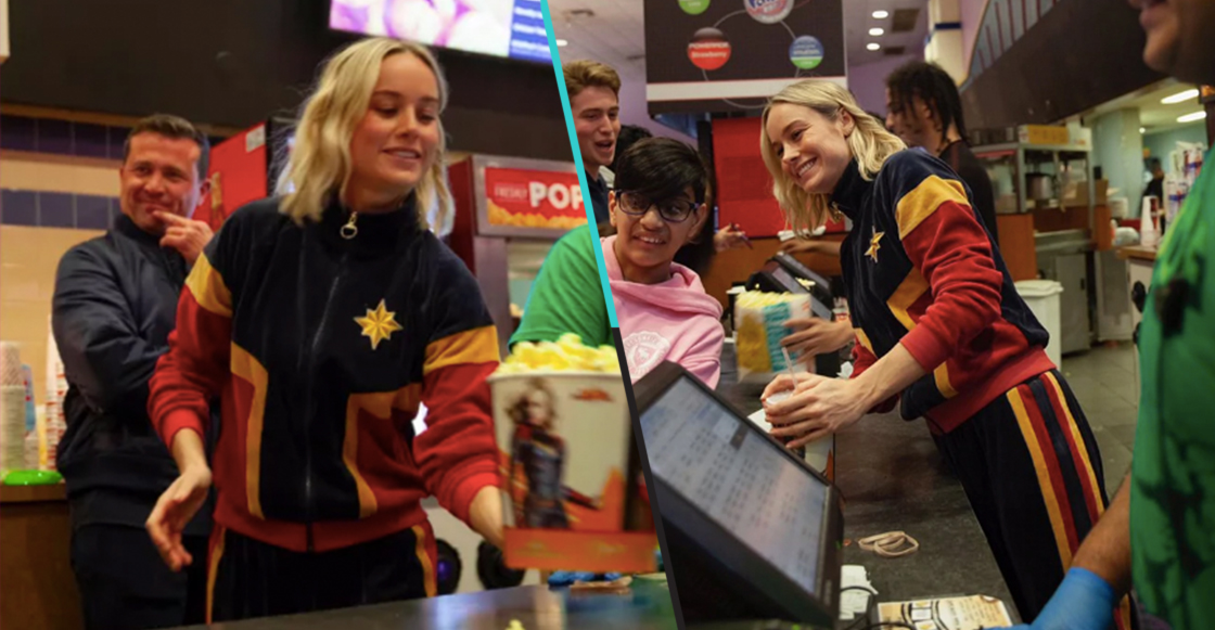 ¡Captain Marvel sorprendió a sus fans en un cine... y todos adoraron su traje!