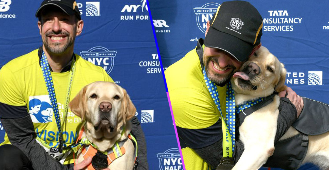 Un corredor ciego y sus perritos hacen historia al completar la media maratón de Nueva York