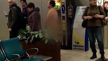 Sujeto desnudo intenta abordar un vuelo en Rusia
