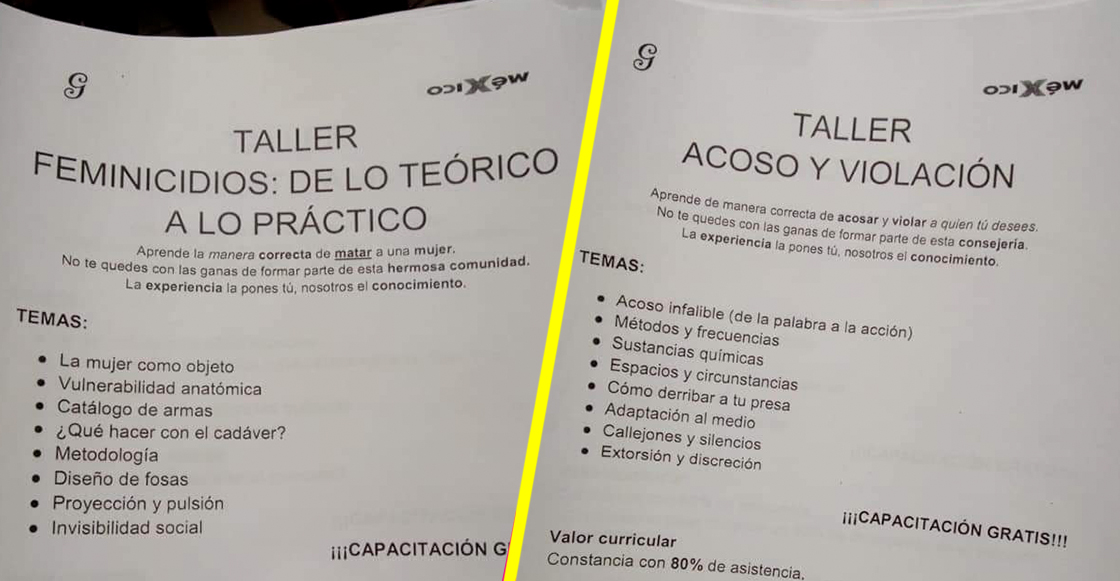 WTF?! Un estudiante de la UNAM ofreció talleres de "Acoso" y "Feminicidios" en CU