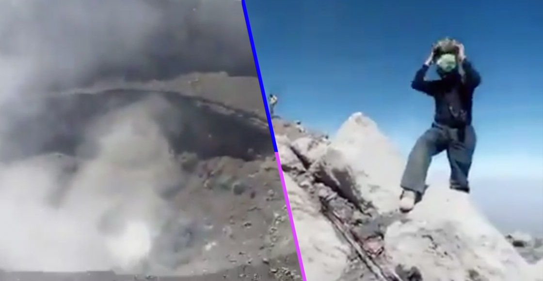 Imprudencia nivel: jóvenes se suban al cráter del Popocatépetl para grabar actividad volcánica