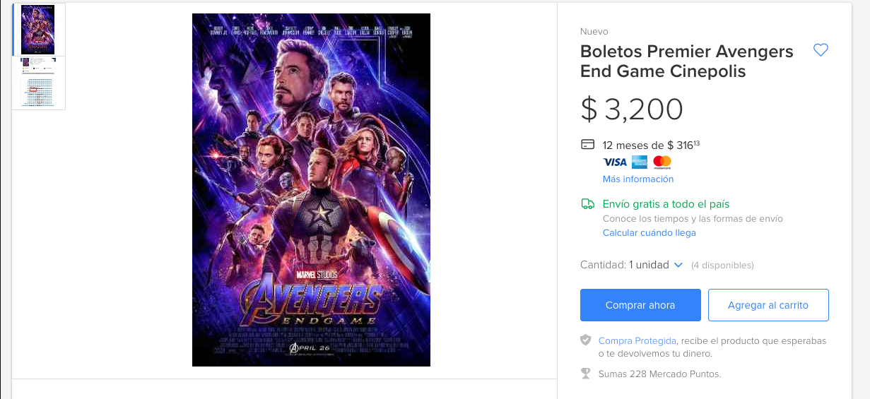 ¿Nomás eso? Reventa de boletos de 'Avengers: Endgame' hasta en 500 dólares