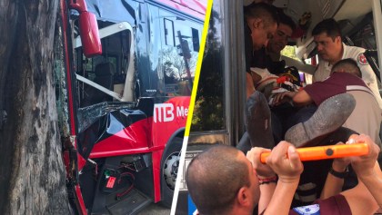 Unidad de Metrobús pierde el control y choca contra un árbol en Insurgentes Sur