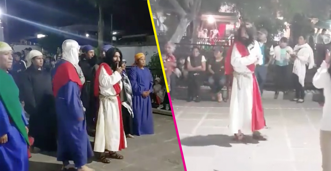 ¡No es broma! Actor interpreta a Cristo en Tlaxcala literalmente 'hasta las chanclas'