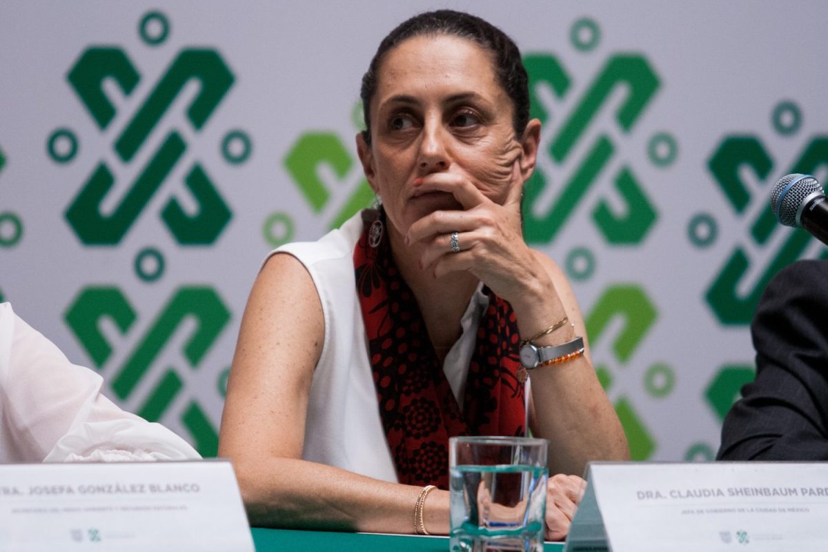 CIUDAD DE MÉXICO, 16MAYO2019.- Claudia Sheinbaum, jefa de gobierno de la Ciudad de México, durante la conferencia de prensa para dar detalles sobre las condiciones climatológicas con respecto al tercer día de doble contingencia por ozono y particularmente PM2.5.