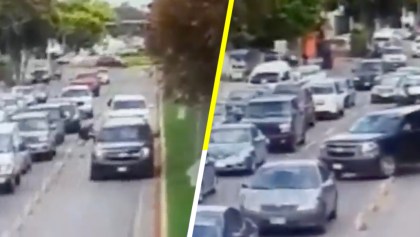Por evitar tráfico, escolta de candidato de Morena invade carril exclusivo y atropella a una persona