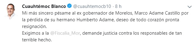 Mensaje Cuauhtémoc Blanco, gobernador de Morelos