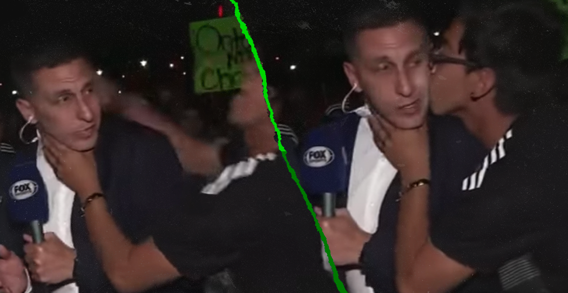 Un aficionado besó al 'Chaco' Giménez en plena transmisión