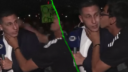 Un aficionado besó al 'Chaco' Giménez en plena transmisión