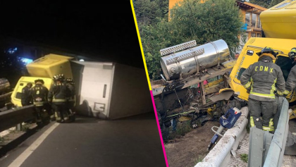Chofer pierde la vida tras volcadura de un trailer en la carretera México-Toluca