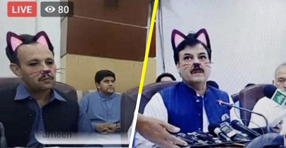Ministro transmite en Facebook Live y olvida quitar el filtro de gato